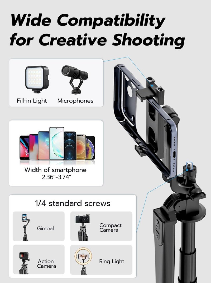 USKEYVISION 70" Multifunctional Phone Tripod for iPhone with Light, Extendable Selfie Stick with Remote for iPhone & Android 360° Rotation Phone Tripod Stand for Video Recording/Photography(UT-02) - Image 5